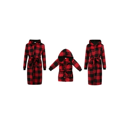 

Michellecmm Christmas Parent-child Nightwear Red Plaid Printed Pattern Nightgown