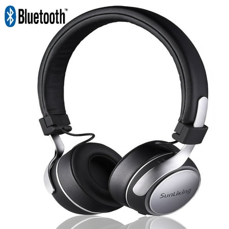 SUNLIKING Blueteeth Headphones with Mic, Portable Wireles Headphones with Hide Fidelity CD-Like Audio, On Ear Fashion Headphones with Long Playtime for Airplanes Travel Work TV PC (Best Headphones For Airplane Travel Under $100)