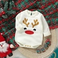 thumbnail image 6 of XDZJLR My First Christmas Baby Girl Outfit Xmas Deer Knit Sweater Long Sleeve Striped Jumpsuit Warm Fall Winter Clothes Onesie White 3-6 Months, 6 of 9