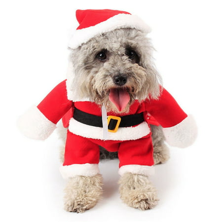 TURNTABLE LAB Xmas Pet Small puppy Dog Cat Santa Claus Costume Outfit Jumpsuit Cosplay