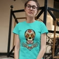 thumbnail image 3 of Tee Hunt Calavera Arms Crossed T-Shirt Dia de Los Muertos Day of The Dead Women's T-Shirt Tee, Light Blue, 3X-Large, 3 of 5