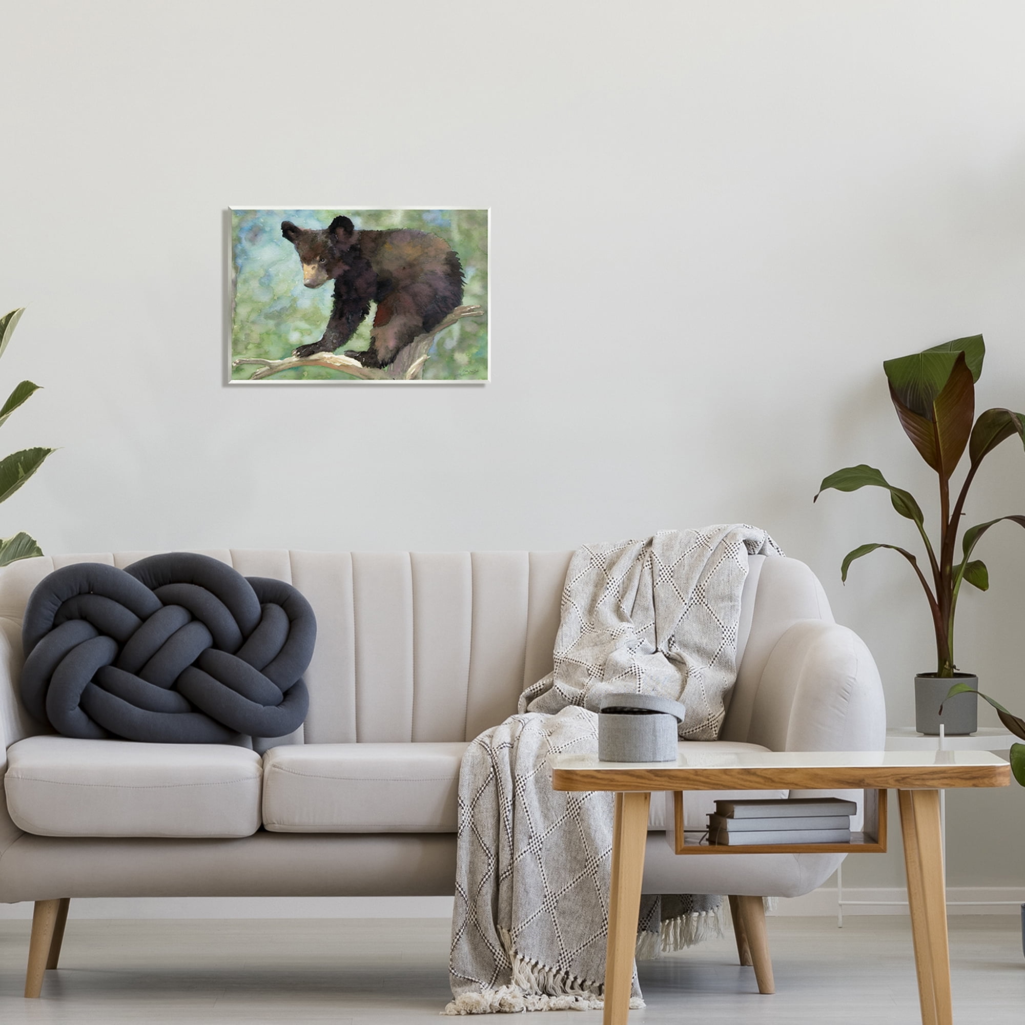 Stupell Bear Cub Forest Tree Wildlife Animals & Insects Painting Wall Plaque Unframed Art Print Wall Art