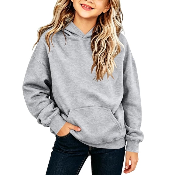 RYRJJ Girls Boys Hooded Sweatshirts Kids Fall Trendy Pullover Casual Long Sleeve Hoodies Cute Oversized Pocket Sweatshirt Tops