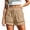 Khaki, variant on Women's Elastic Waist Lace Trim Gauze Shorts Casual Summer Lightweight Breathable Trousers with Pockets