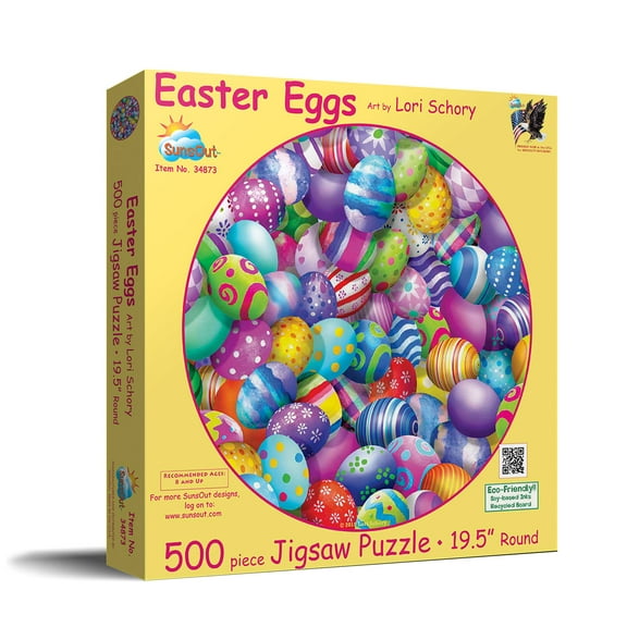 SUNSOUT INC - Easter Eggs - 500 pc Round Jigsaw Puzzle by Artist: Lori Schory - Finished Size 19.5" rd Easter - MPN# 34873