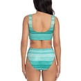 thumbnail image 3 of Kdxio Teal Turquoise Print Women's 2 Piece High Waisted Wrap Spaghetti Strap Summer Swimsuit Bikini Set-Large, 3 of 7
