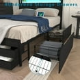 thumbnail image 6 of Queen Size Bed Frame with LED Headboard and Charging Station, Metal Platform Frame with 8 Storage Drawers, No Box Spring Required, Noise Free, Black, 6 of 7
