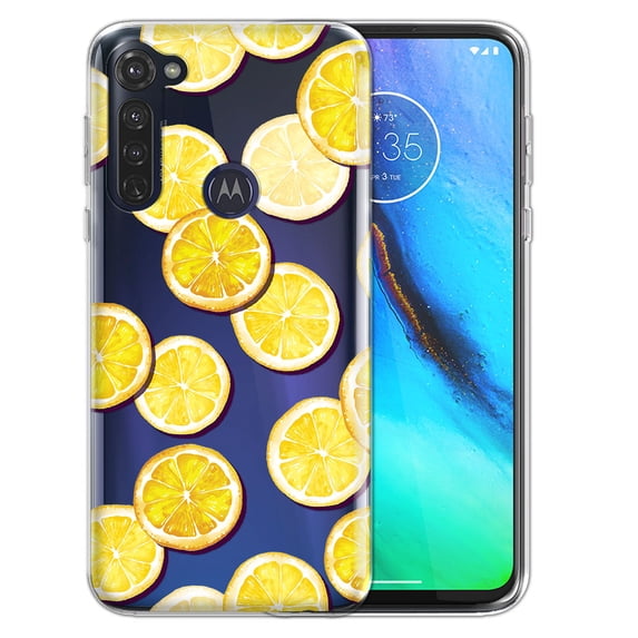 FINCIBO Soft TPU Clear Case Slim Protective Cover for Motorola Moto G Stylus 6.4" 2020, Lemon Slice Pattern