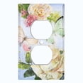 thumbnail image 3 of Metal Light Switch Plate Outlet Cover Flower White Rose Blue ROS009, 3 of 24