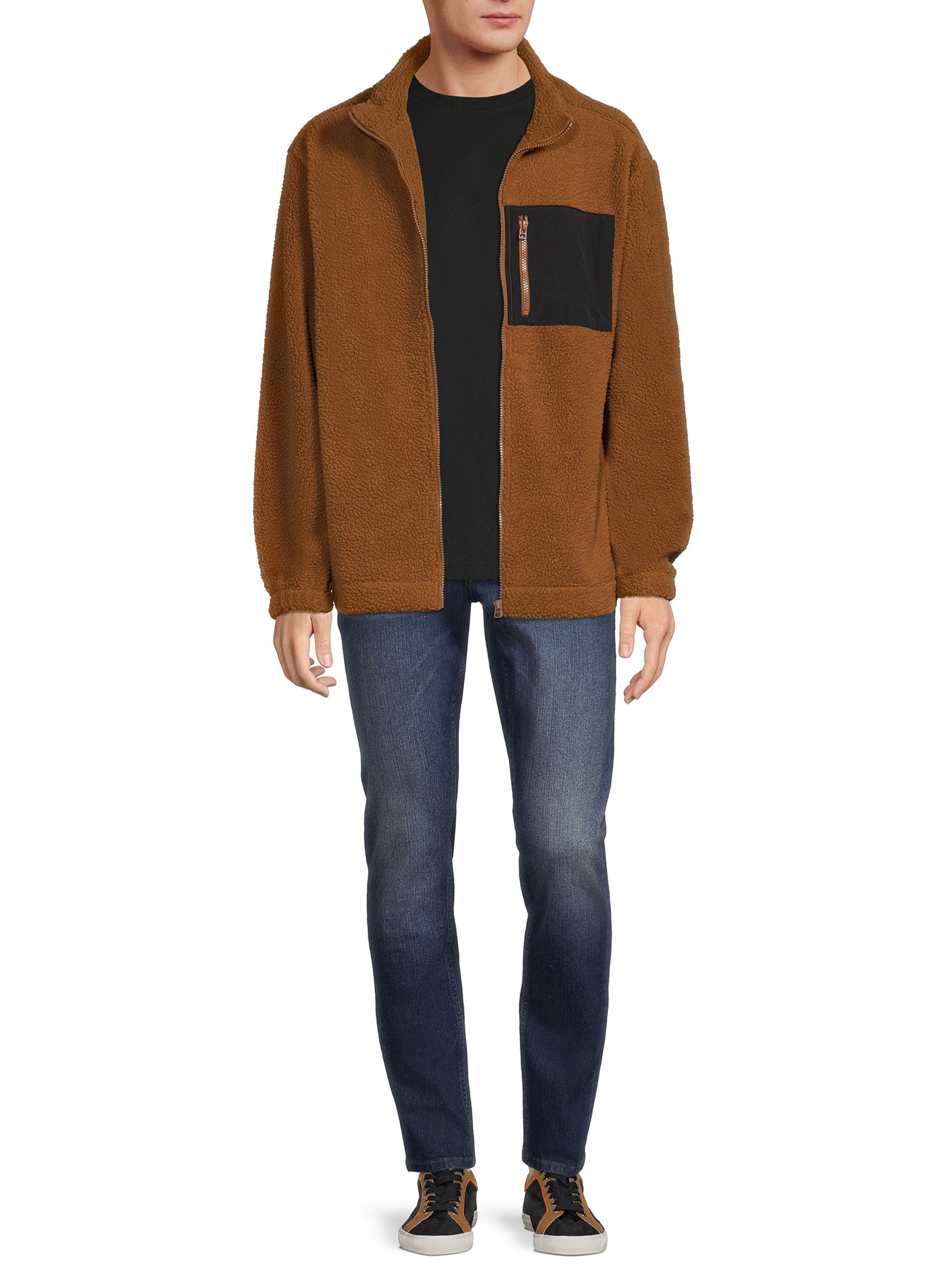 No Boundaries Men's Faux Sherling Trucker Jacket
