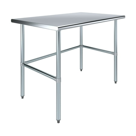 

AmGood 48 Long x 30 Deep Stainless Steel Work Table Open Base | Work Station | Metal Work Bench