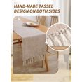 thumbnail image 2 of GHSDFBB Rustic Table Runner Boho Style, Handmade Tassels Khaki Table Runner 120 Inches Long Home Dining,Coffee Table,Kitchen,13x120, 2 of 7