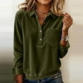 thumbnail image 2 of JGGSPWM Womens Corduroy Shirts Long Sleeve Collared Button Down Blouse Oversized Solid Color Tops Jackets Shackets with Pocket Green L, 2 of 5