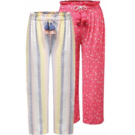 Jessica Simpson Little Girl's 2 Pack Pants (Pink Ditsy/Multi Stripe, Small(7/8))