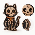 thumbnail image 1 of Halloween Skeleton Cat Wooden Decor 5 X 4.5 X 0.5 Inch Vintage Halloween Decor Cute Halloween Decor for Home Desktop Tabletop Display Single Piece, 1 of 6