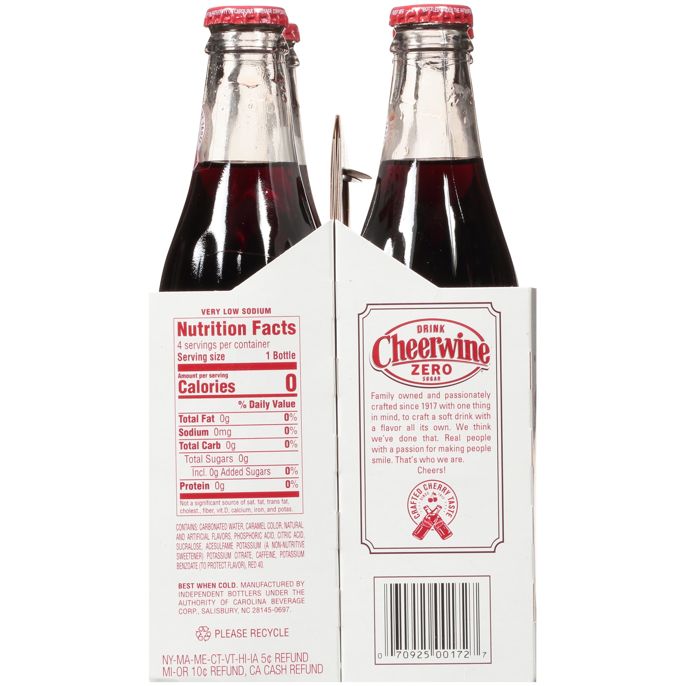 Cheerwine Diet Sparkling Soda, 12 Fl. Oz., 4 Count