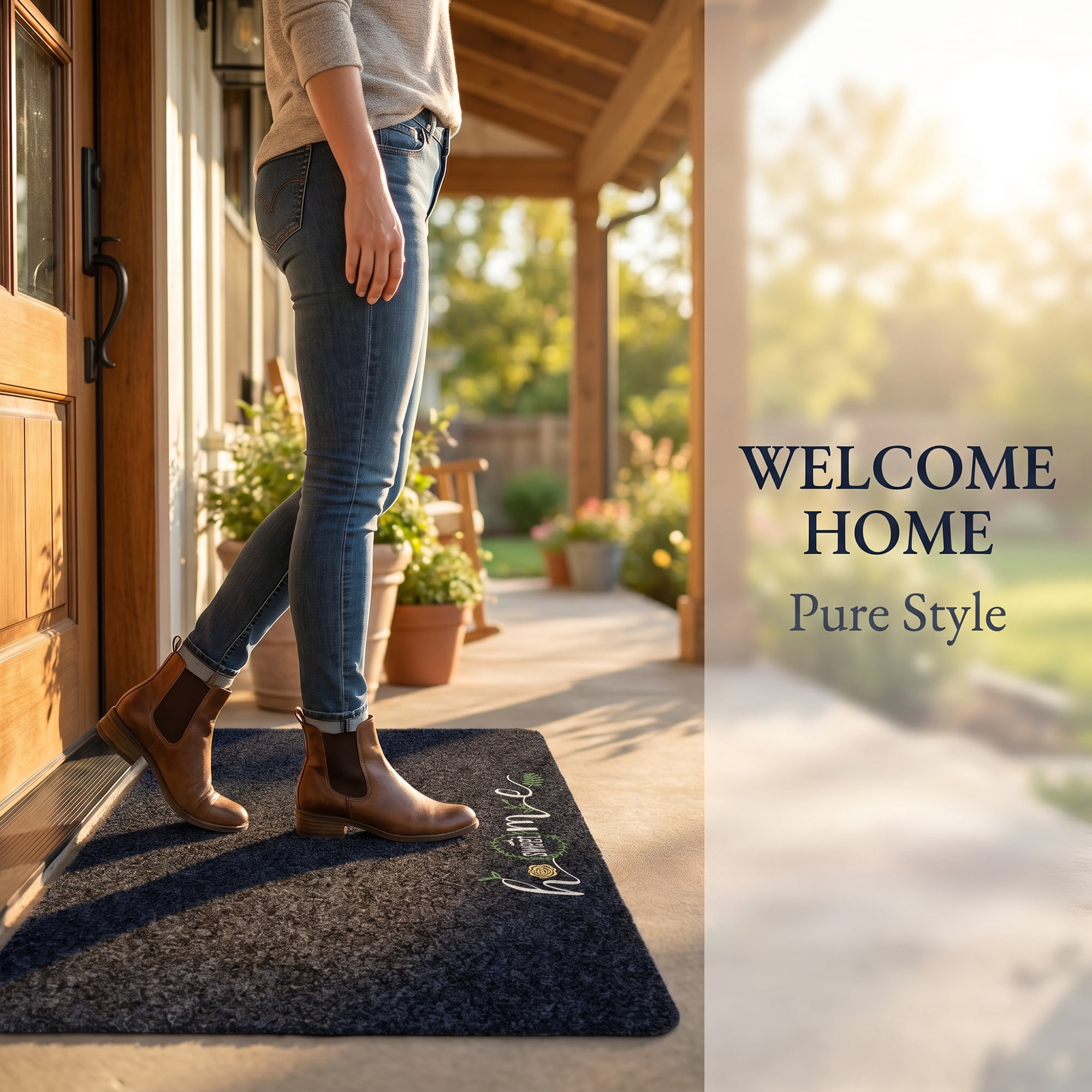 Unique Bargains Doormat Waterproof Non-Slip Scraper Welcome Mat Black Letter 24" x 16"