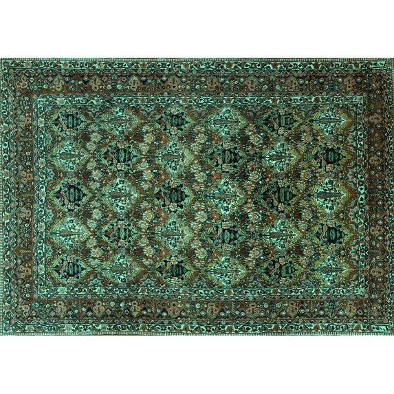 Ahgly Company Indoor Rectangle Persian Turquoise Blue Traditional Area Rugs, 5' x 8'