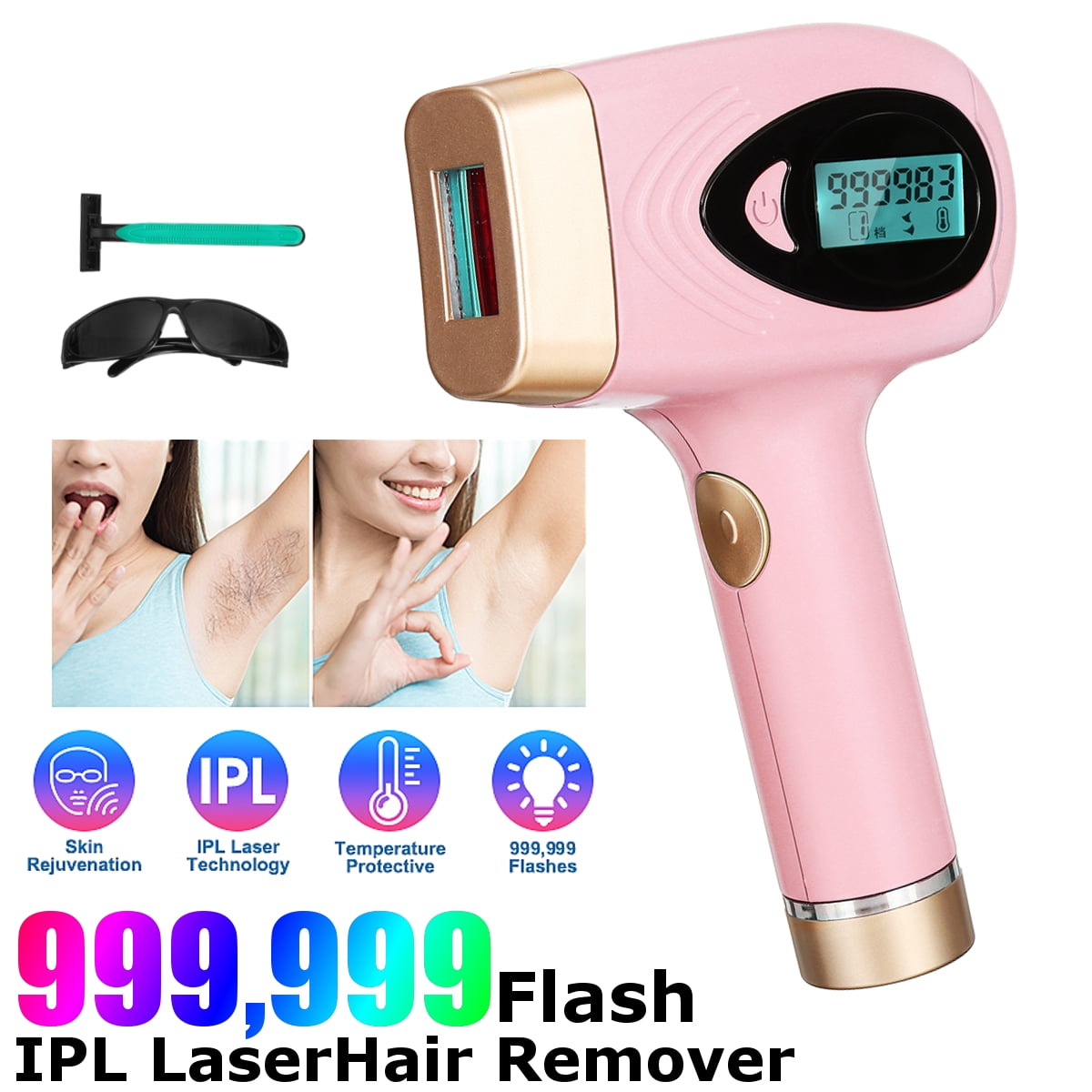 Painless Ipl Laser Hair Removal Permanent Pulse Hair Removal Device 9 Levels System Instrument Household Face Leg Body Skin For Lip Hair Armpit Hair Arms Legs Forehead Hairline Bikini Hair