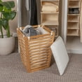 thumbnail image 4 of Household Essentials Slatted Natural Bamboo Hamper with Cushioned Lid and Removable Cotton Bag, Natural, 4 of 10