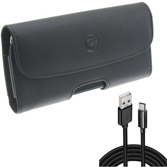 Case Belt Clip w 10ft USB Cable for Samsung Galaxy S20 - Leather Holster Cover Pouch Loops, Type-C Charger Cord Power Wire USB-C J5G fits Samsung Galaxy S20