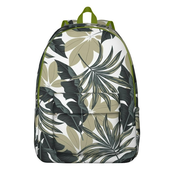 Tropical Palm Leaf Backpack, Hawaiian Floral School Bag with Jungle Leaves Design, Colorful Exotic Pattern, Summer Beach Aesthetic