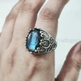 thumbnail image 4 of Labradorite Mans Ring, Natural Blue Fire Labradorite, Unisex Ring, Silver Jewelry, 925 Silver Ring, Birthday Gift, Heavy Men Ring, Arabic Design, Ottoman Style Ring, Christmas, Turkey Mens Signet Ring, 4 of 7