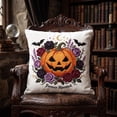 thumbnail image 6 of Throw Pillow Covers 20x20 Inch, Soft Plush Embroidered Printed Pumpkin Decorative Square Pillowcases, Farmhouse Holiday Cushion Covers for Sofa Living Room Home Fall Halloween Thanksgiving Decor, 6 of 8