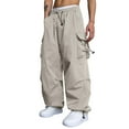 thumbnail image 2 of Parachute Cargo Pants for Men Loose Fit Baggy Sweatpants Casual Pant with Pocket Outdoor Drawstring Trousers, 2 of 9