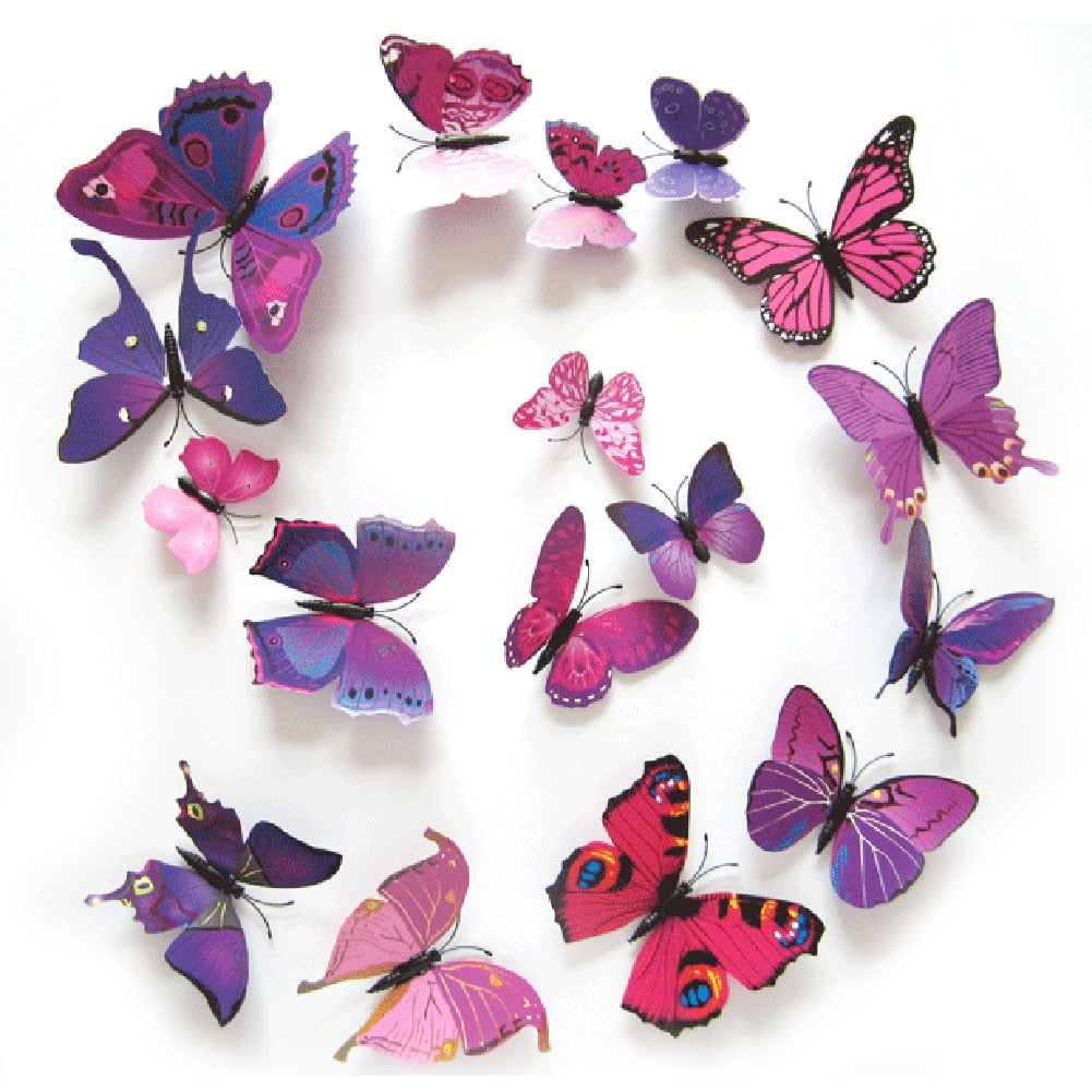 12PC Christmas Wedding Red Butterfly Party Magnetic Home Decorations 