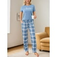 thumbnail image 3 of Womens Pajama Sets Short Sleeve Tops with Long Pants Sleepwear Lounge Set with Pocket, 3 of 5