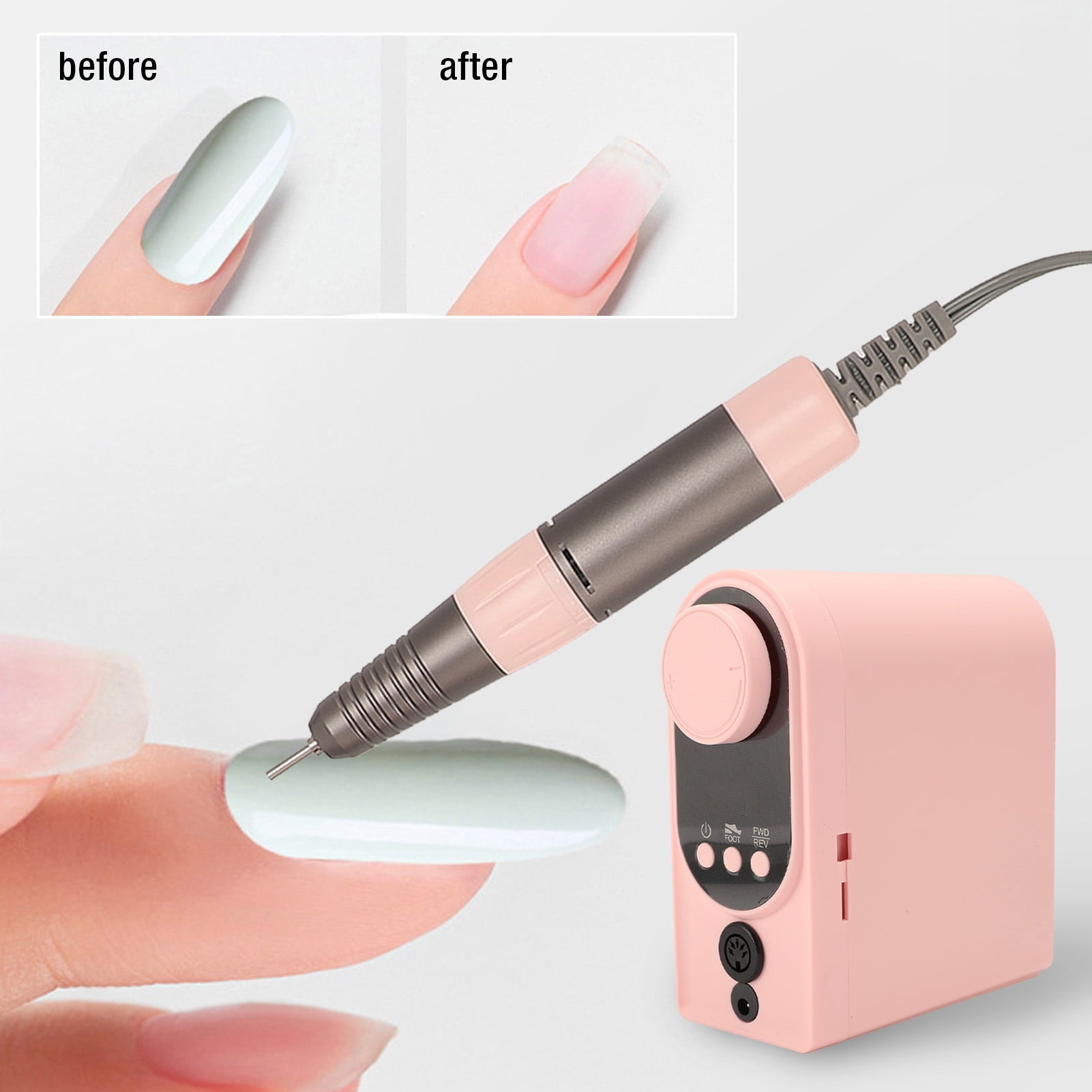 Suodoka Electric Nail Drill Machine Desktop 0-35000rpm Professional Nail Grinder US Plug Pink (10.24 inches / 26.00 cm)