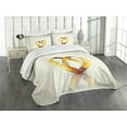 thumbnail image 3 of Ambesonne Wedding Quilted Bedspread Set 3 Pcs, Pair of Rings Marriage, King Size, Yellow Orange Eggshell, 3 of 5