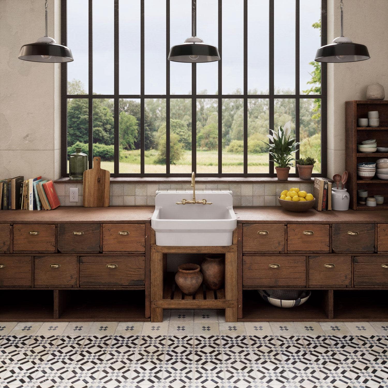 Old Fashioned Country Fireclay Utility Sink with High Backsplash