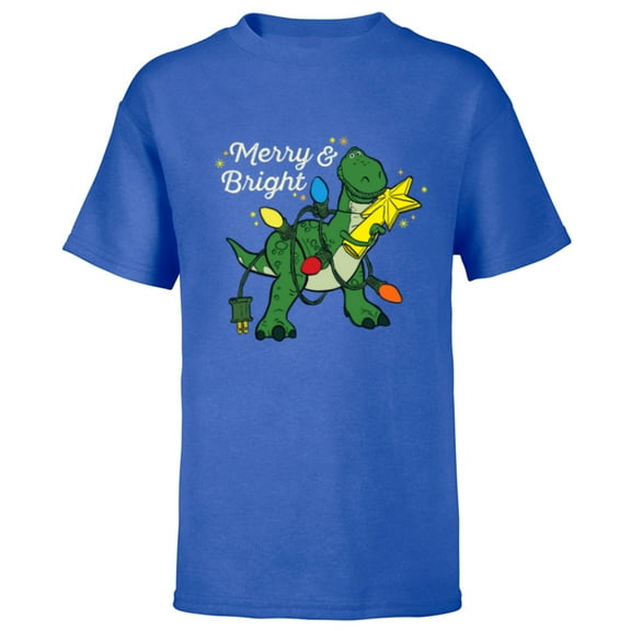 Disney PIXAR Toy Story Rex Merry & Bright - Short Sleeve T-Shirt for Kids - Customized-Royal