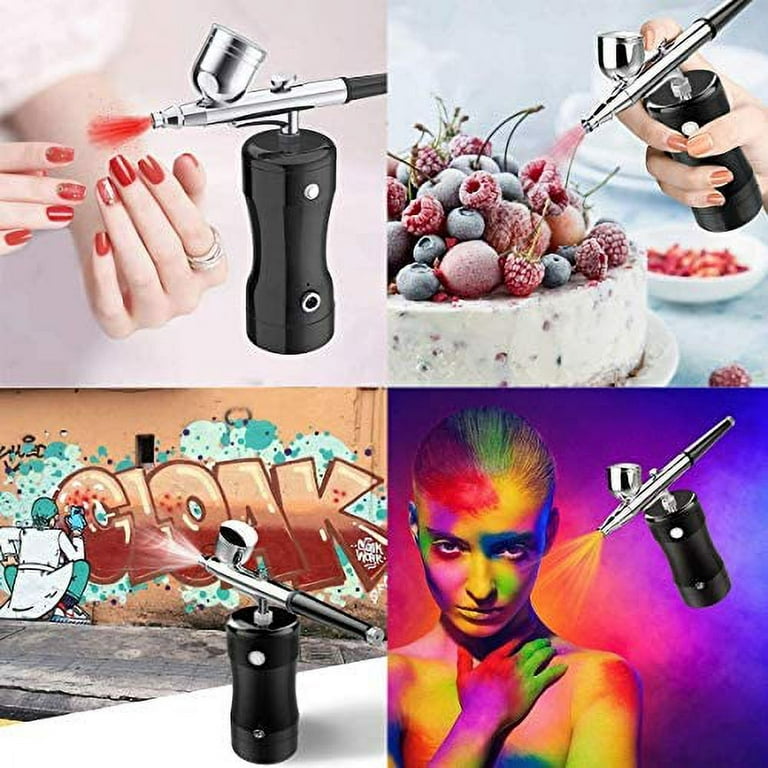 Autolock Airbrush Kit w/ Air Compressor Rechargeable Makeup, Cake