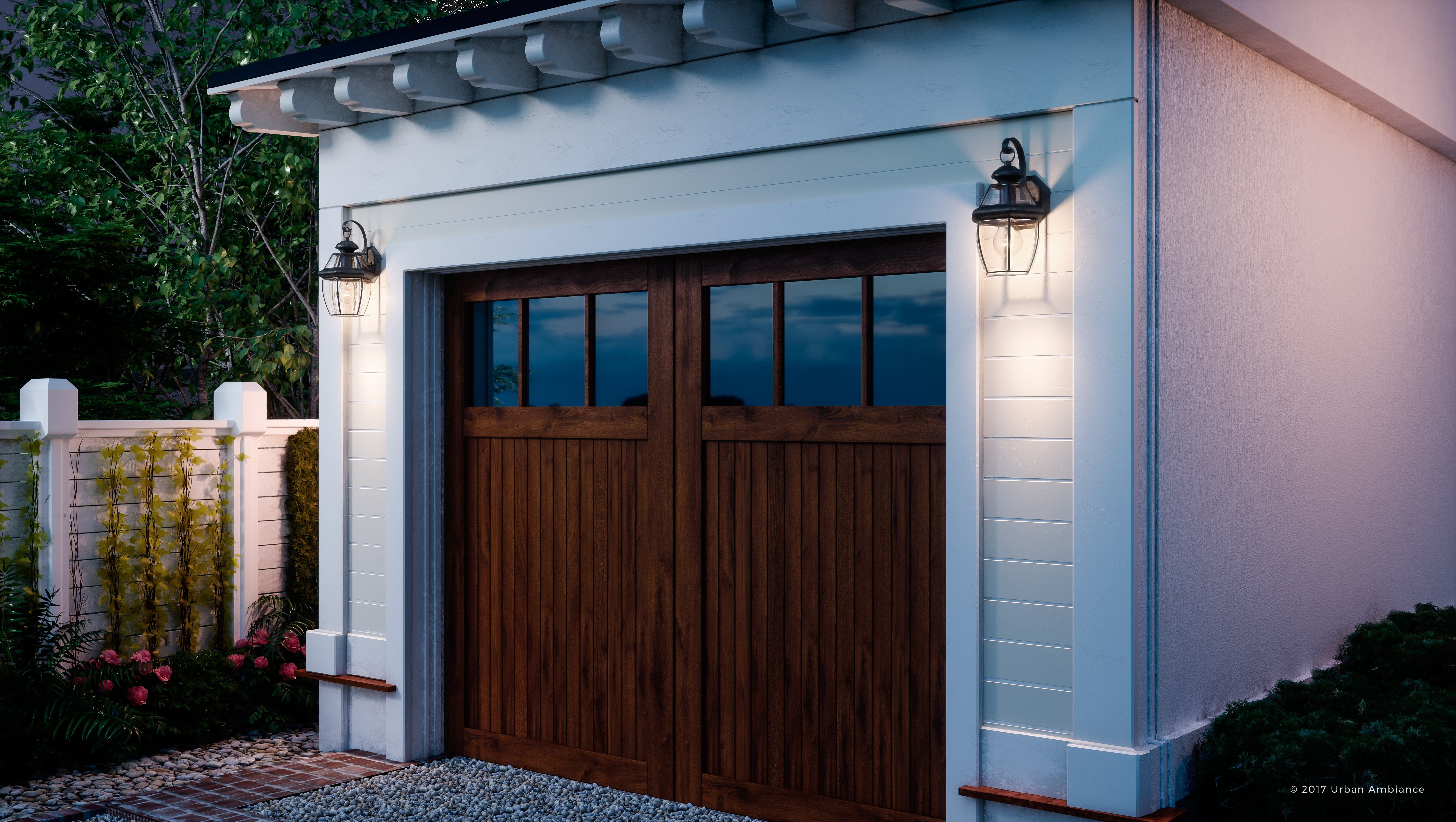 Urban Ambiance Luxury Colonial Outdoor Wall Light, Small Size: 11.5"H x 7"W, with Tudor Style Elements, Versatile Design, High-End Black Silk Finish and Beveled Glass, UQL1140