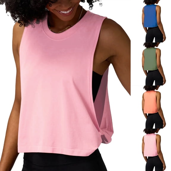 CAIXIA Tank Tops for Women Racerback Sleeveless Tank Tops for Women Crewneck Camisole Yoga Running Shirts for Women Stretch Gym Clothes,Orange