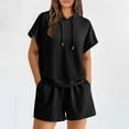thumbnail image 2 of Otvok Summer Womens Sets Casual 2 Piece Outfits Short Sleeve Hoodie Tops and Shorts with Pockets, 2 of 6
