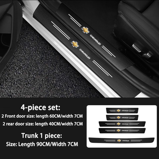 Coche Umbral De La Barra Puerta anti-Paso Pegatina De Bienvenida pedal De Protección Fibra De Carbono Grano material De Cuero huangjie unisex