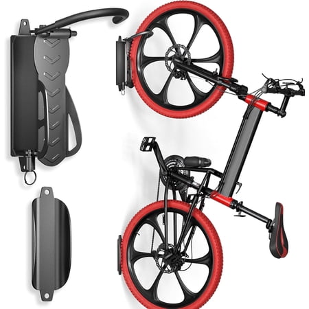 SUNALLY Swivel Bike Wall Hanger 1 Pack, Vertical Storage Bicycle Wall Mount Rack for Garage, Holds up to 66 lbs with No-scratch Protection, Black