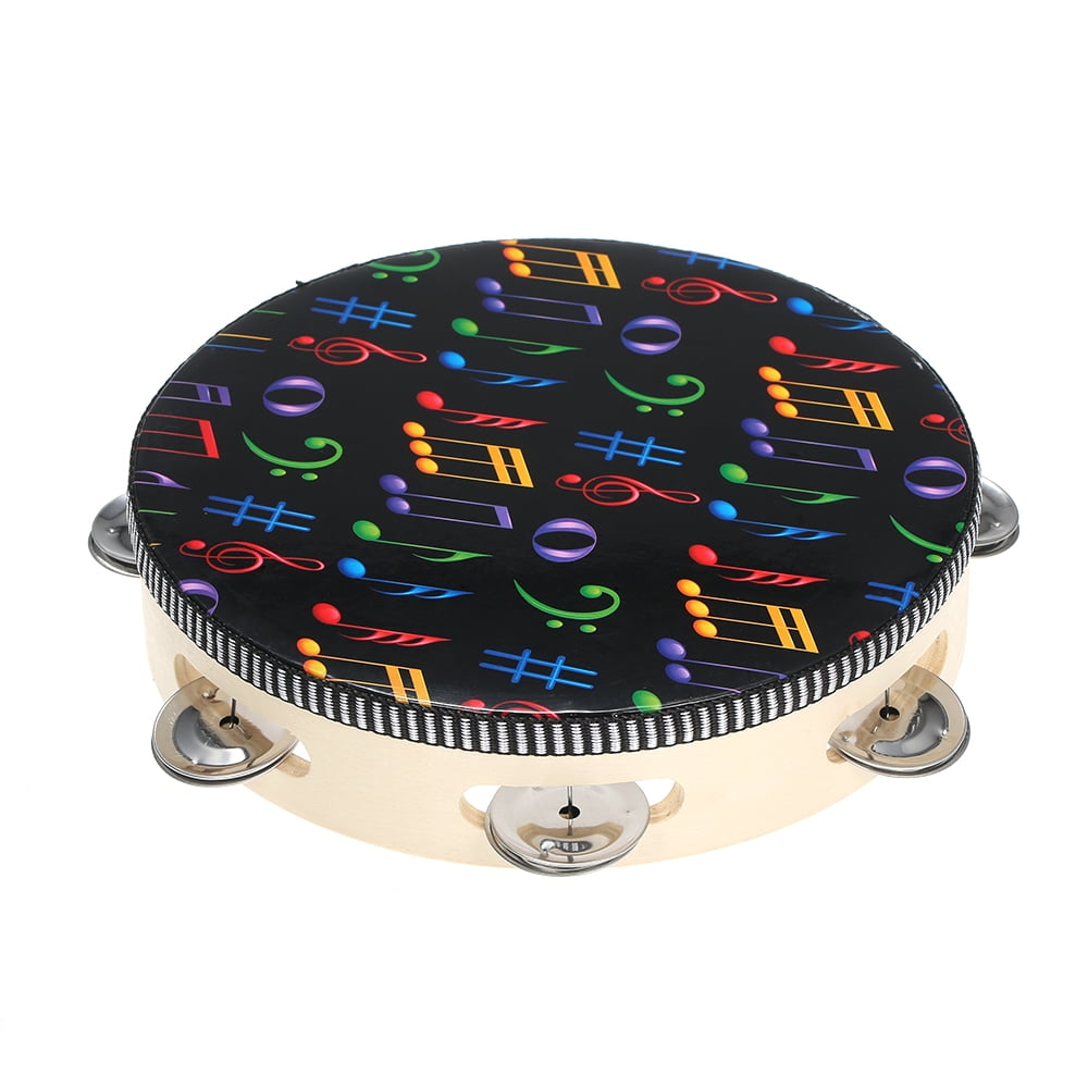 8" Hand Held Tambourine Drum Bell with Metal Jingles Percussion Musical