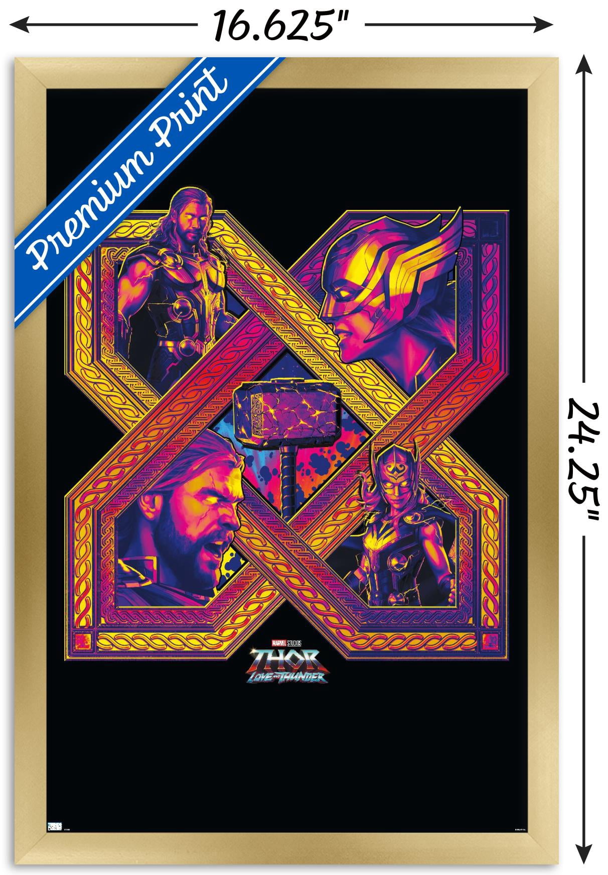 Marvel Thor: Love and Thunder - Cross Wall Poster, 14.725" x 22.375" Framed
