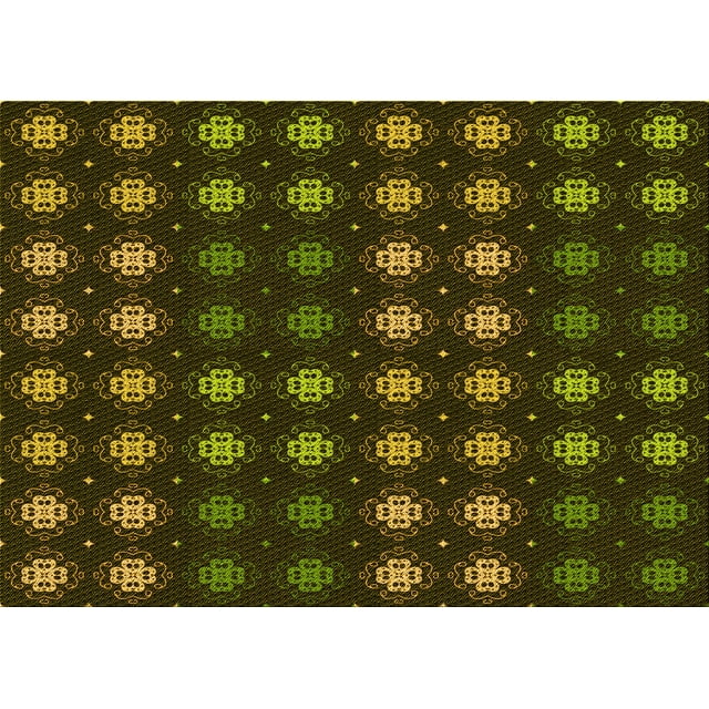 Ahgly Tapis Rectangulaire Lavable en Machine Intérieur Transitionnel Jaune Foncé Vert, 5 Pieds x 7 Pieds