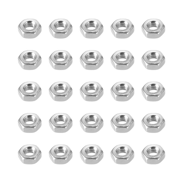 25pcs M3 Tuerca hexagonal de acero inoxidable 316 tono plateado