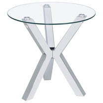 Kenzie Round Tempered Glass Top End Side Table Chrome