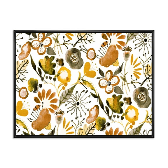 Vital Abundance Of Wildflowers I 20 in x 12 in Framed Painting Canvas Art Print, by Designart