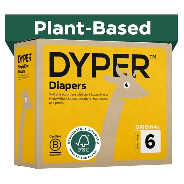 Pañales DYPER para bebés, talla 6, 35 libras+108 unidades a base de plantas