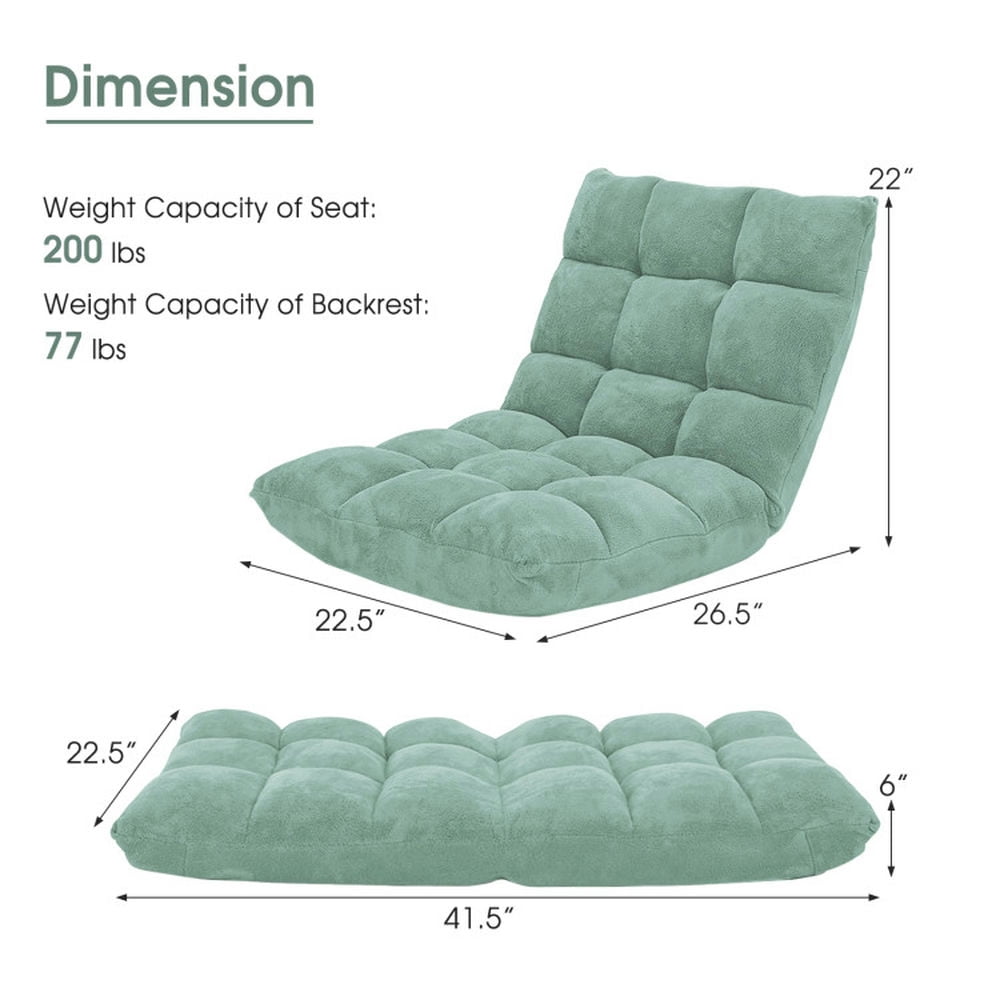 Finihen Floor Chair, Adjustable Folding Floor Chair, 14-Position Adjustable Cushioned Floor Chair, for Living Room, Bedroom, for Gaming, Reading, Green Finihen Floor Chair, Adjustable Folding Floor Chair, 14-Position Adjustable Cushioned Floor Chair, for Living Room, Bedroom, for Gaming, Reading, Green