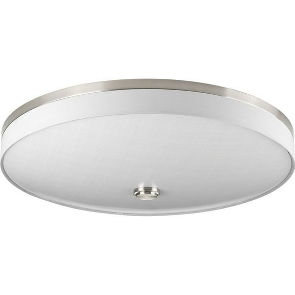Progress Lighting Weaver 3-Light LED Flush Mount, Brushed Nickel, Linen Drum Shade